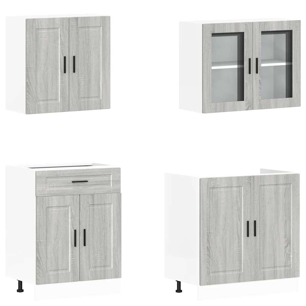 Set Mobili da Cucina 4 pz Porto Grigio Sonoma in Truciolato