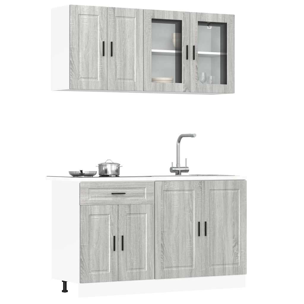 Set Mobili da Cucina 4 pz Porto Grigio Sonoma in Truciolato