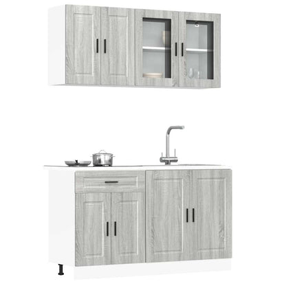 Set Mobili da Cucina 4 pz Porto Grigio Sonoma in Truciolato
