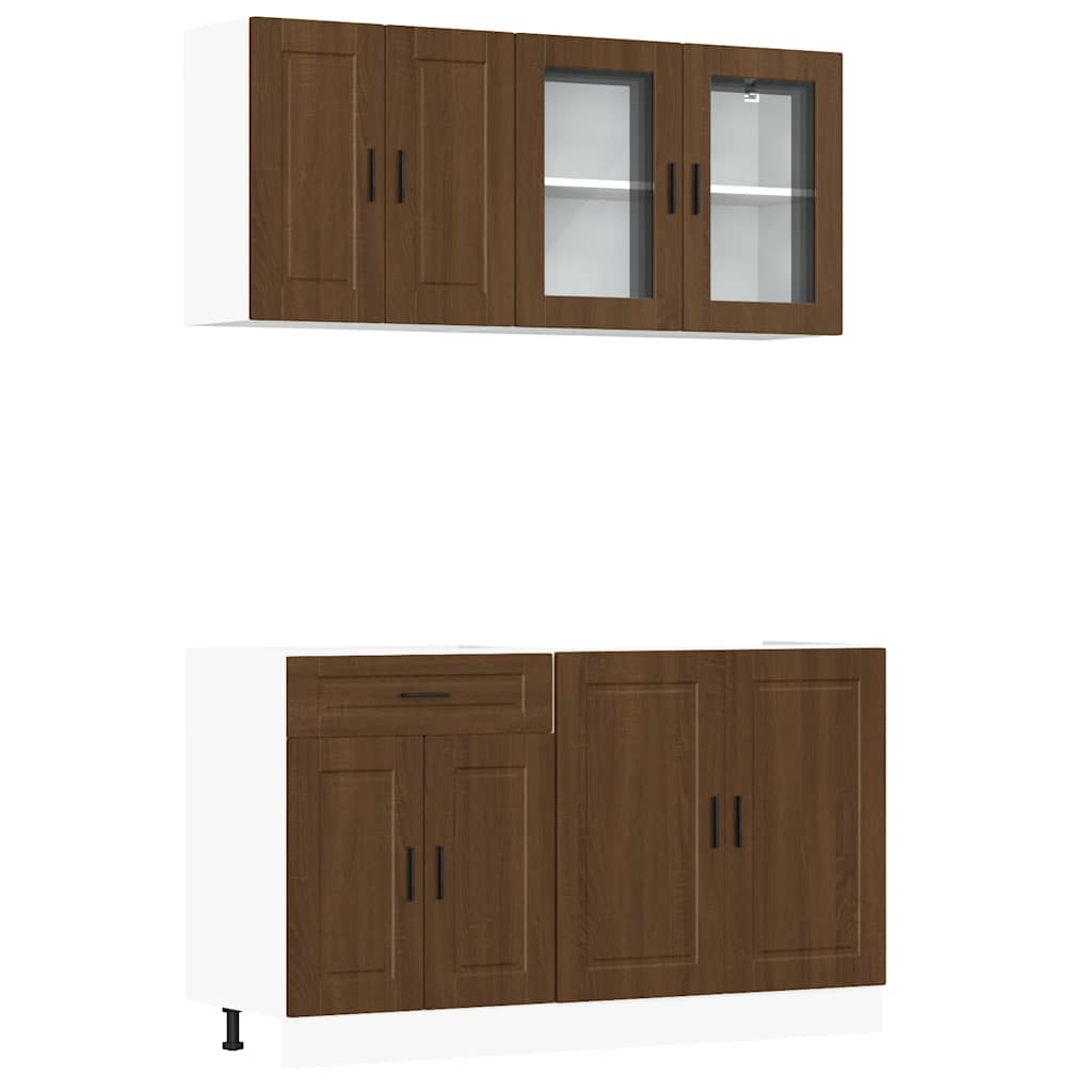 Set Mobili da Cucina 4 pz Porto Rovere Marrone in Truciolato