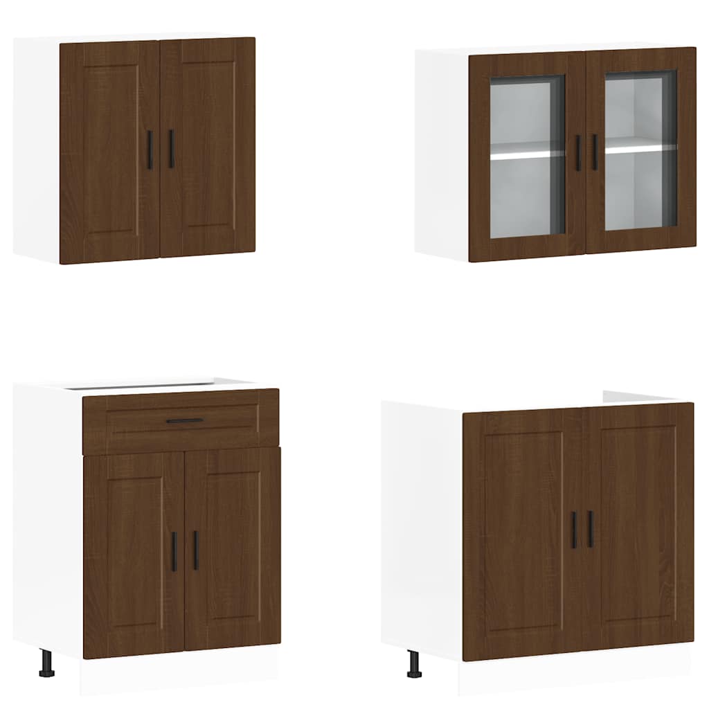 Set Mobili da Cucina 4 pz Porto Rovere Marrone in Truciolato
