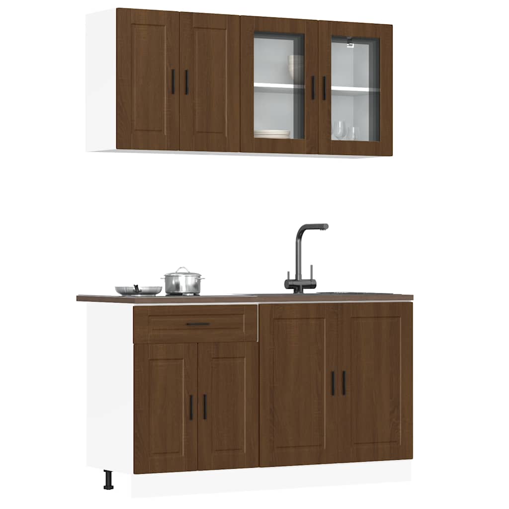 Set Mobili da Cucina 4 pz Porto Rovere Marrone in Truciolato