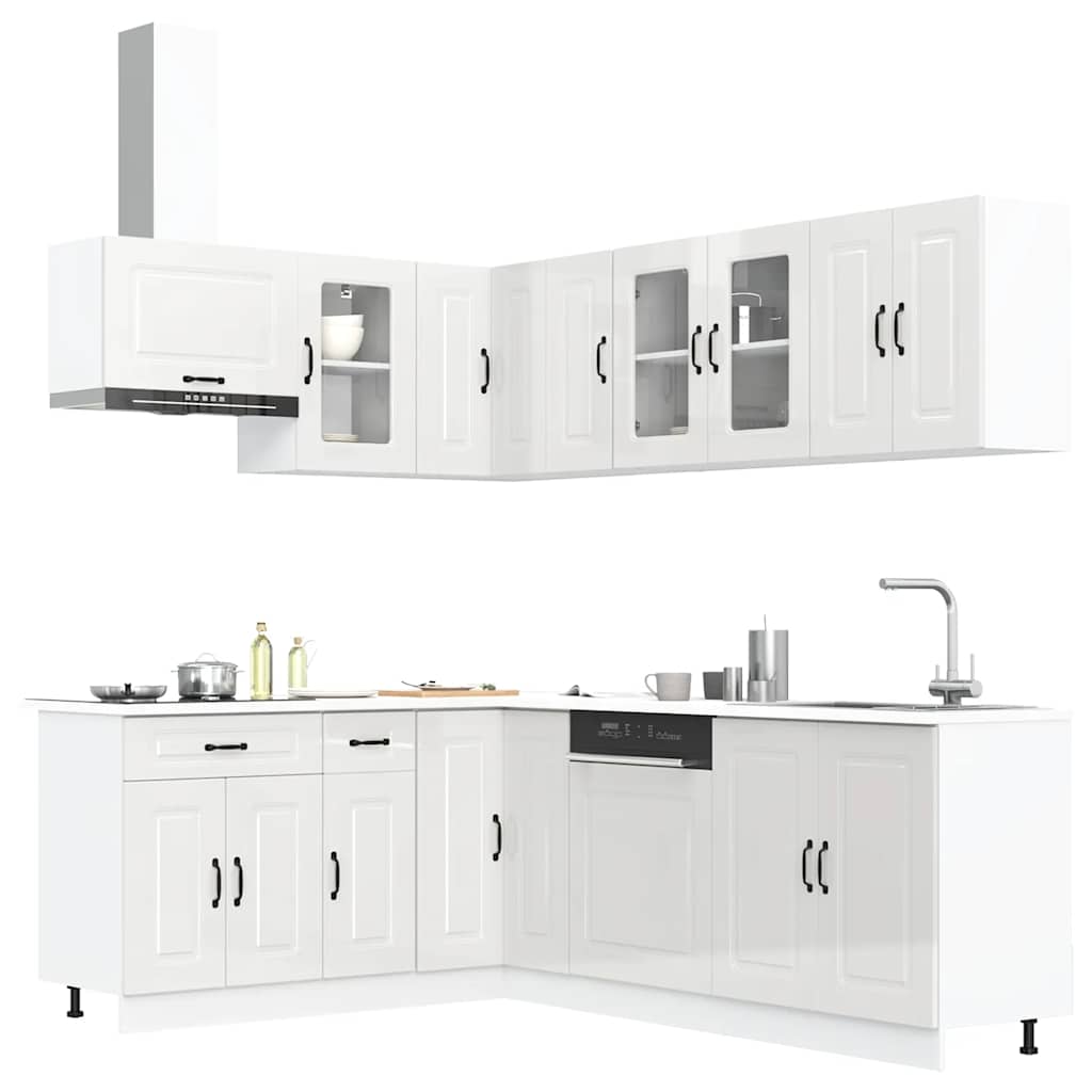Set Mobili da Cucina 11 pz Kalmar Bianchi Lucido in Truciolato