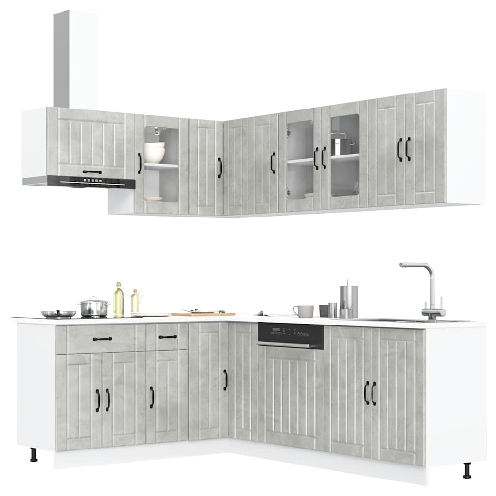Set Mobili da Cucina 11 pz Lucca Grigio Cemento in Truciolato