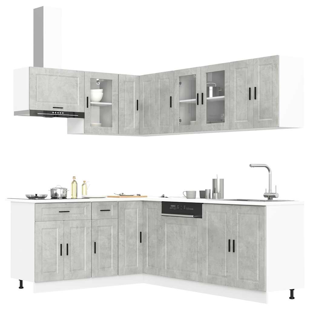 Set Mobili da Cucina 11 pz Porto Grigio Cemento in Truciolato