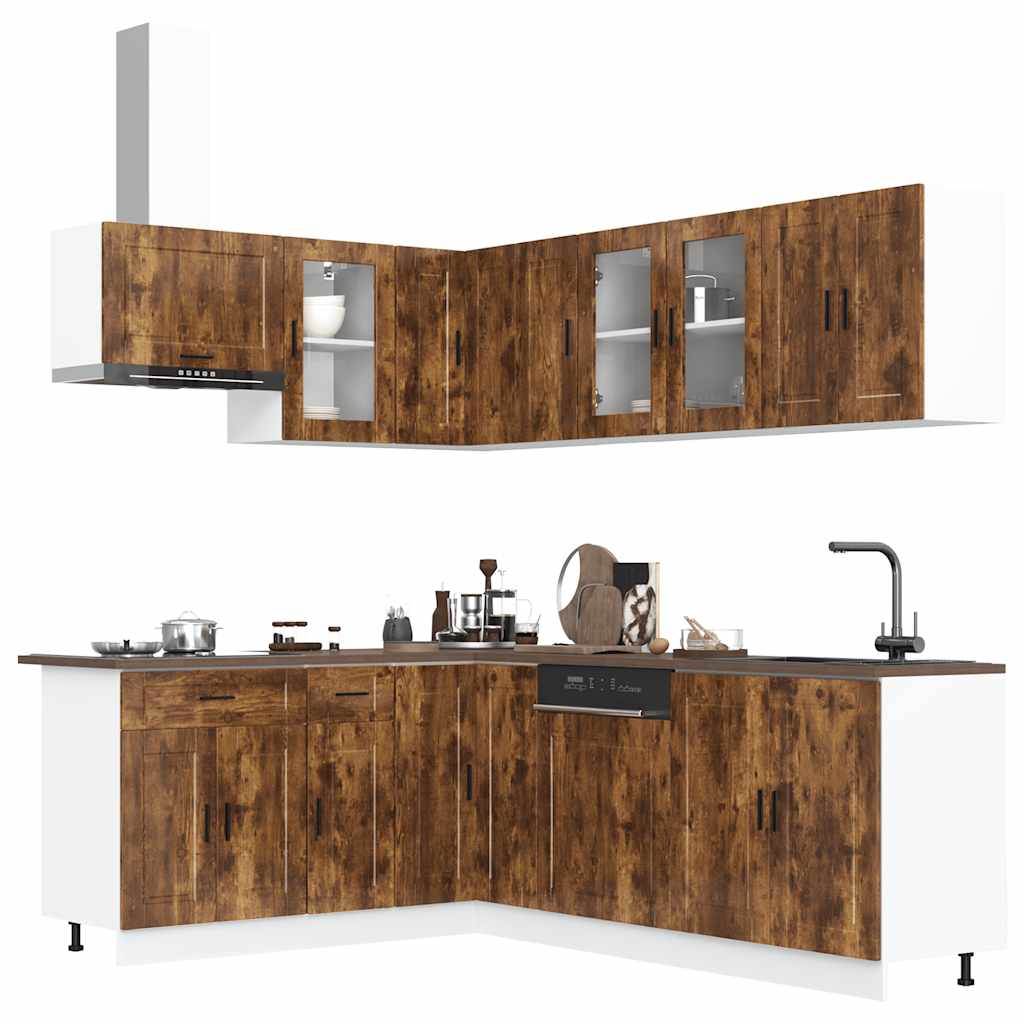 Set Mobili da Cucina 11 pz Porto Rovere Fumo in Truciolato