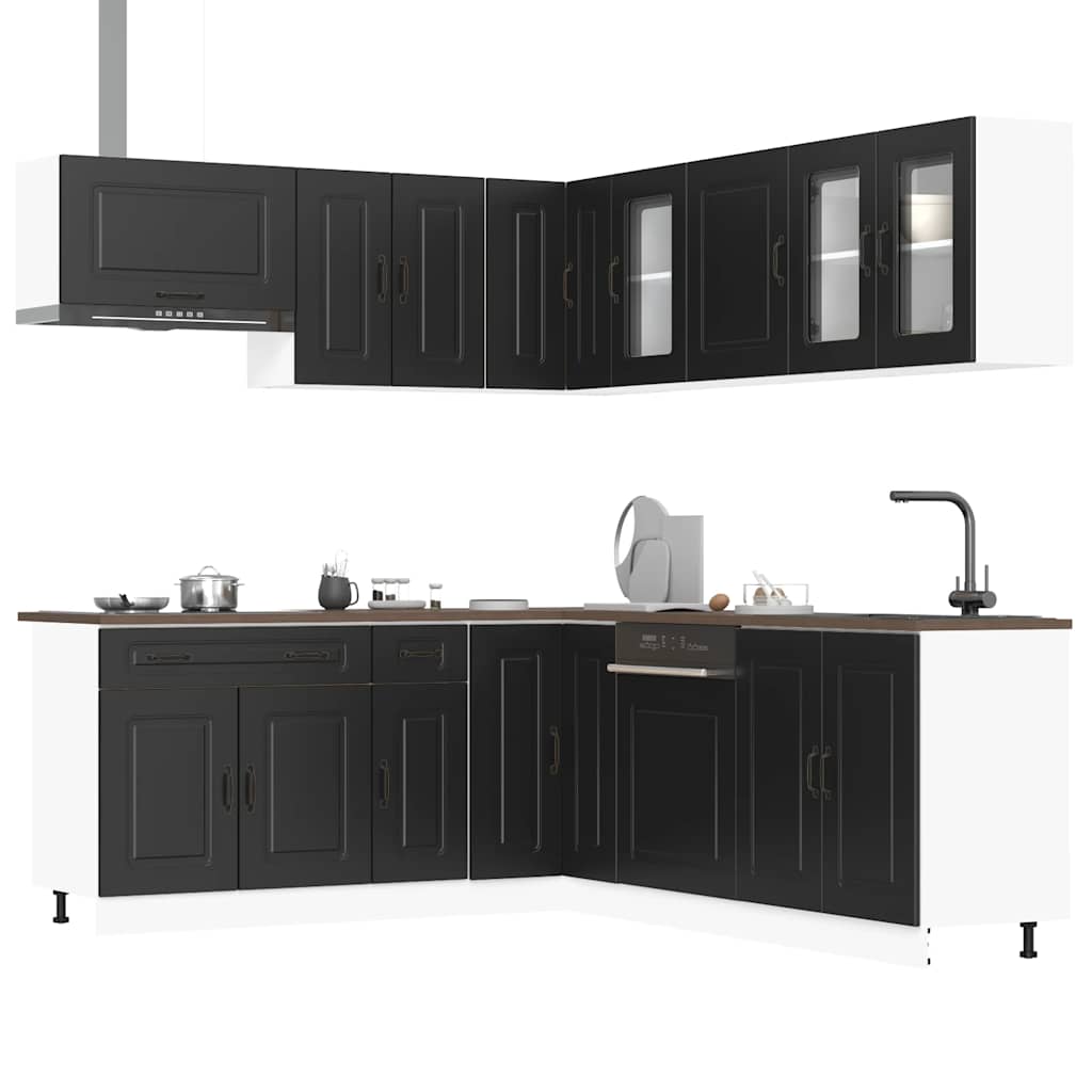 Set Mobili da Cucina 11 pz Kalmar Neri Legno Multistrato