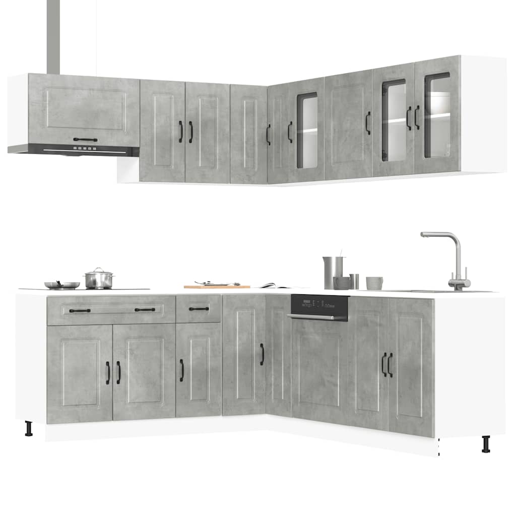 Set Mobili da Cucina 11 pz Kalmar Grigio Cemento in Truciolato