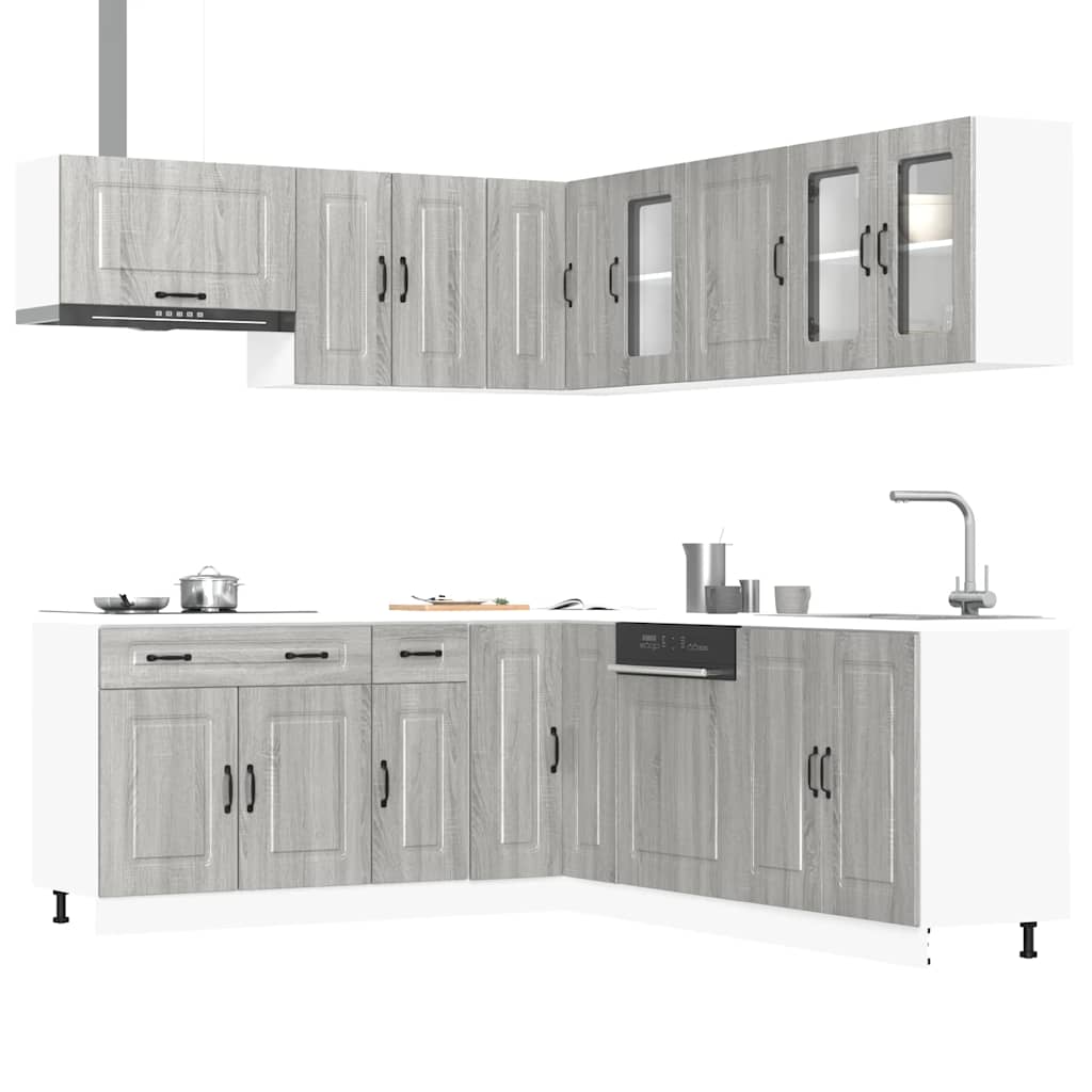 Set Mobili da Cucina 11 pz Kalmar Grigio Sonoma in Truciolato