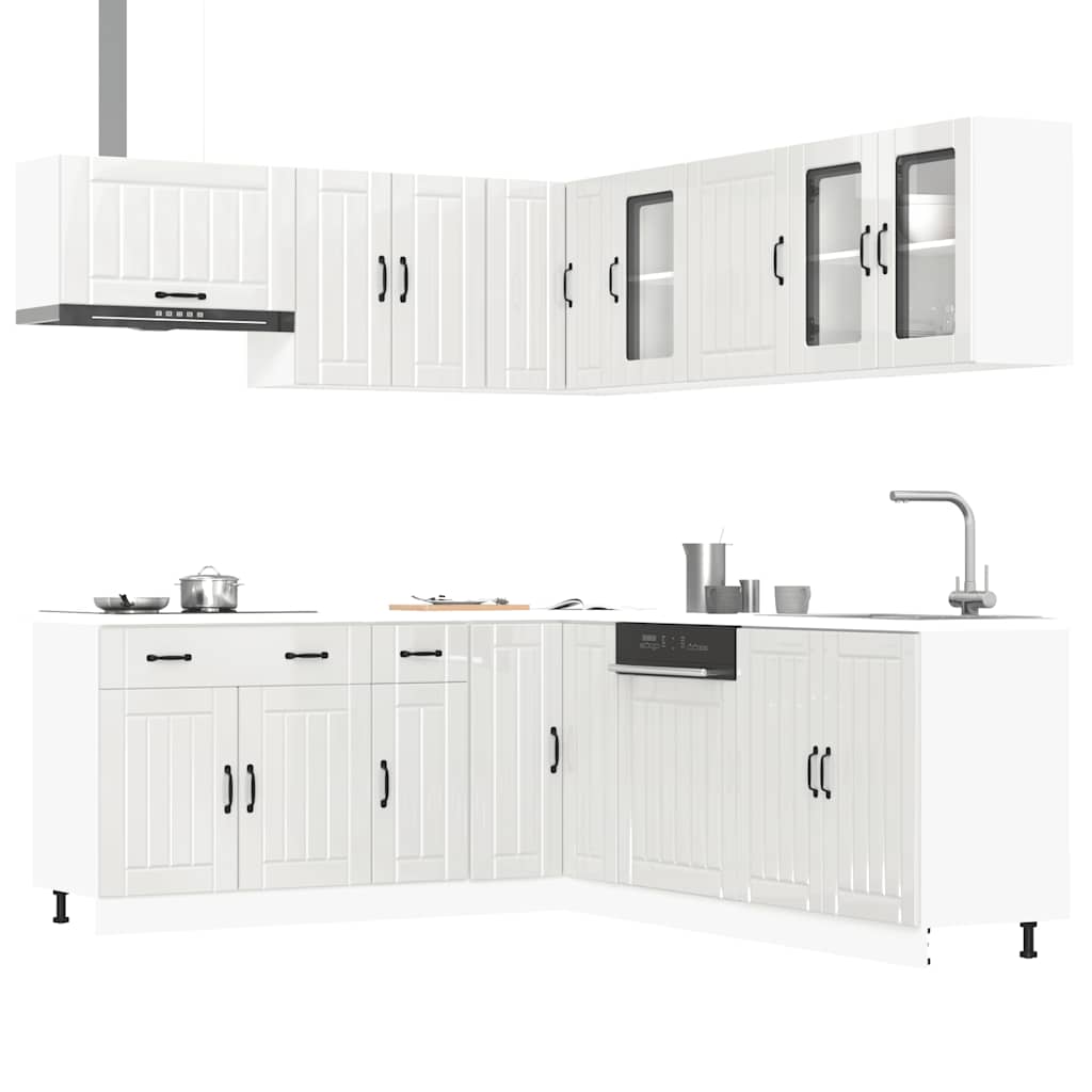 Set Mobili da Cucina 11 pz Lucca Bianchi Lucido in Truciolato