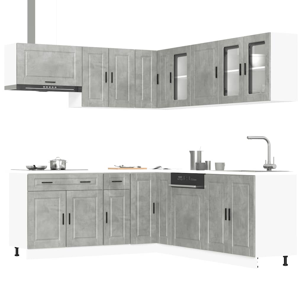 Set Mobili da Cucina 11 pz Porto Grigio Cemento in Truciolato