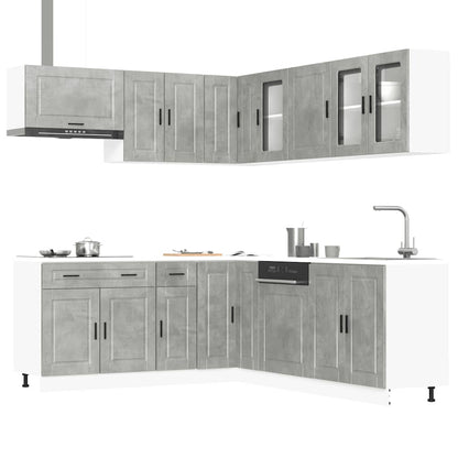 Set Mobili da Cucina 11 pz Porto Grigio Cemento in Truciolato