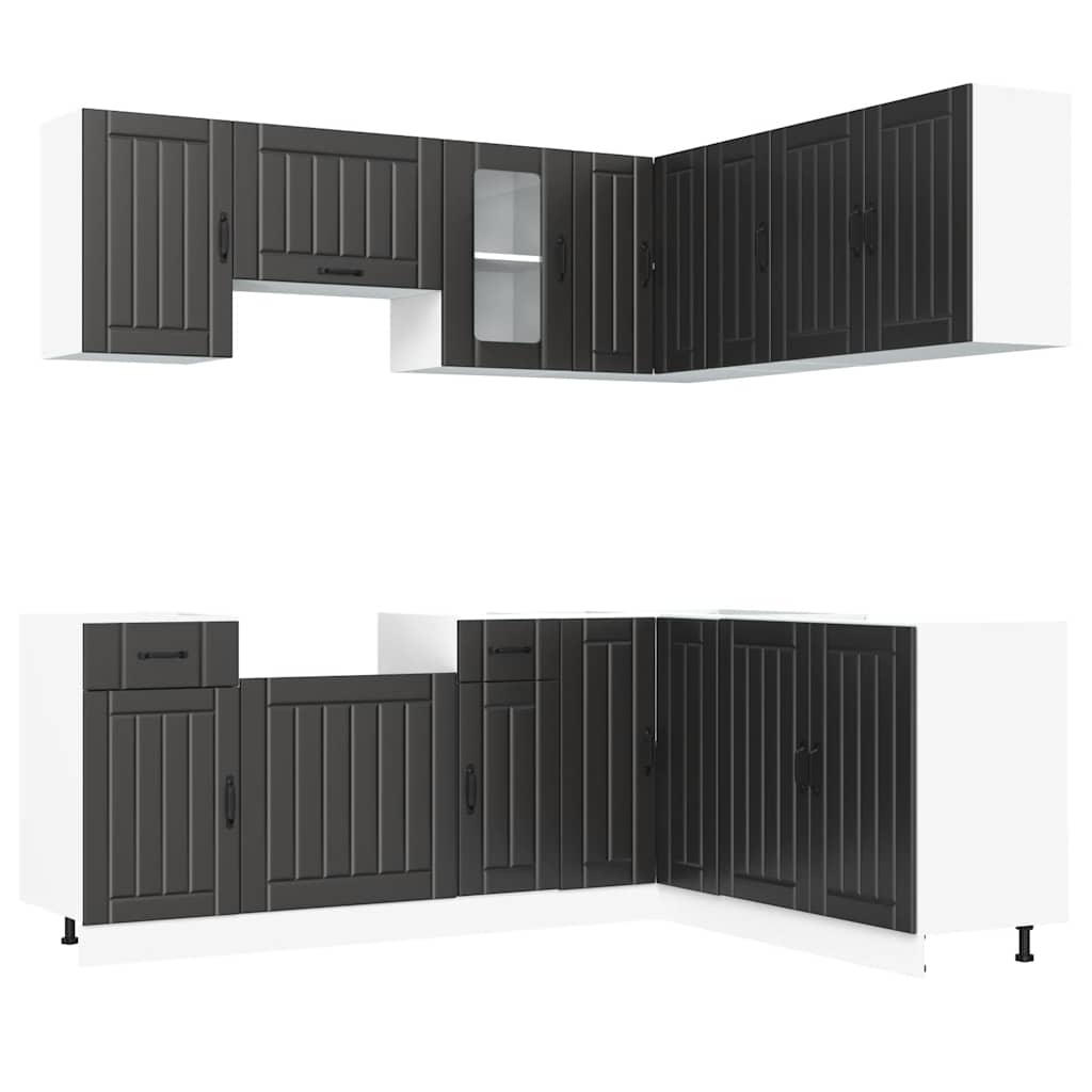 Set Mobili da Cucina 11 pz Kalmar Neri Legno Multistrato