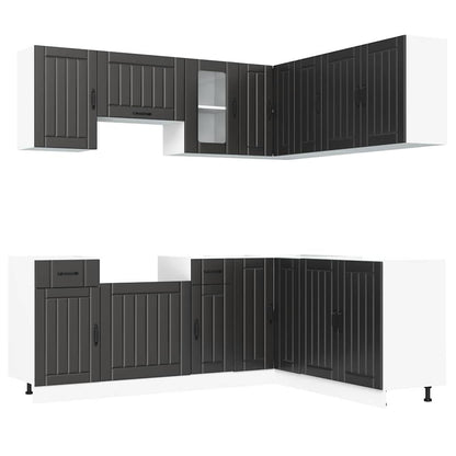 Set Mobili da Cucina 11 pz Kalmar Neri Legno Multistrato