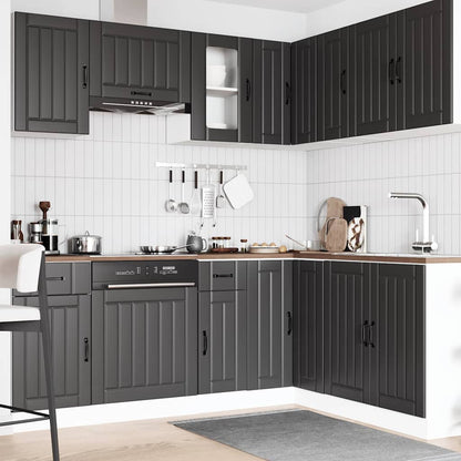 Set Mobili da Cucina 11 pz Kalmar Neri Legno Multistrato