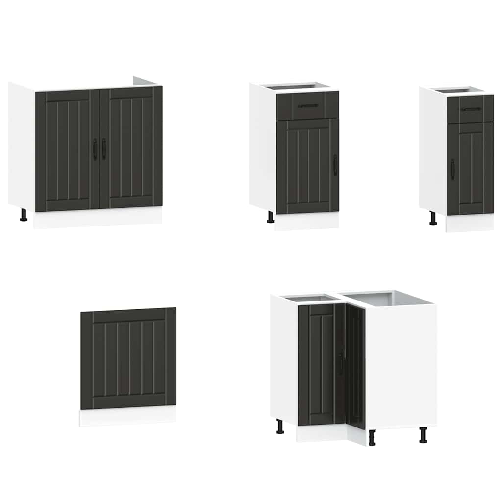 Set Mobili da Cucina 11 pz Kalmar Neri Legno Multistrato