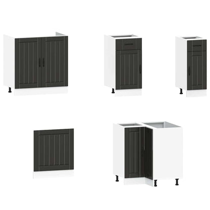 Set Mobili da Cucina 11 pz Kalmar Neri Legno Multistrato