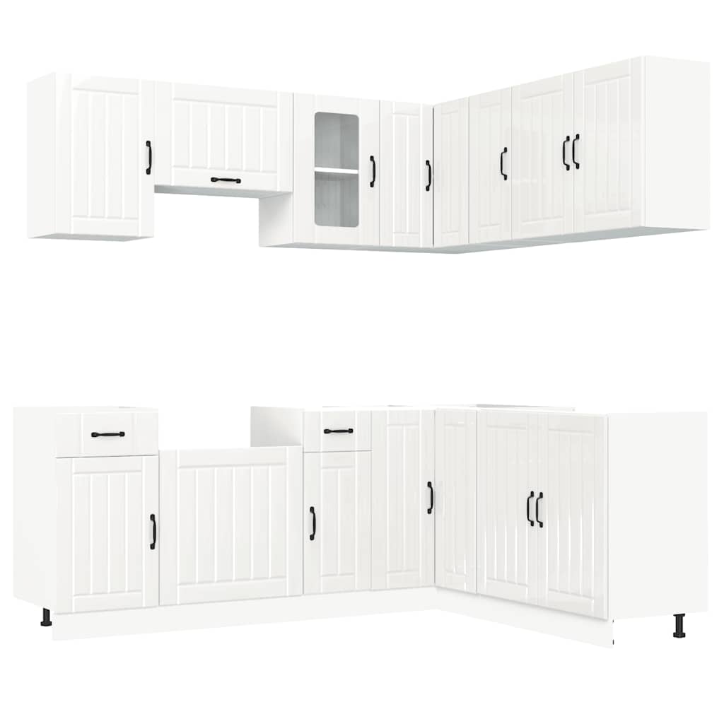 Set Mobili da Cucina 11 pz Kalmar Bianchi Lucido in Truciolato
