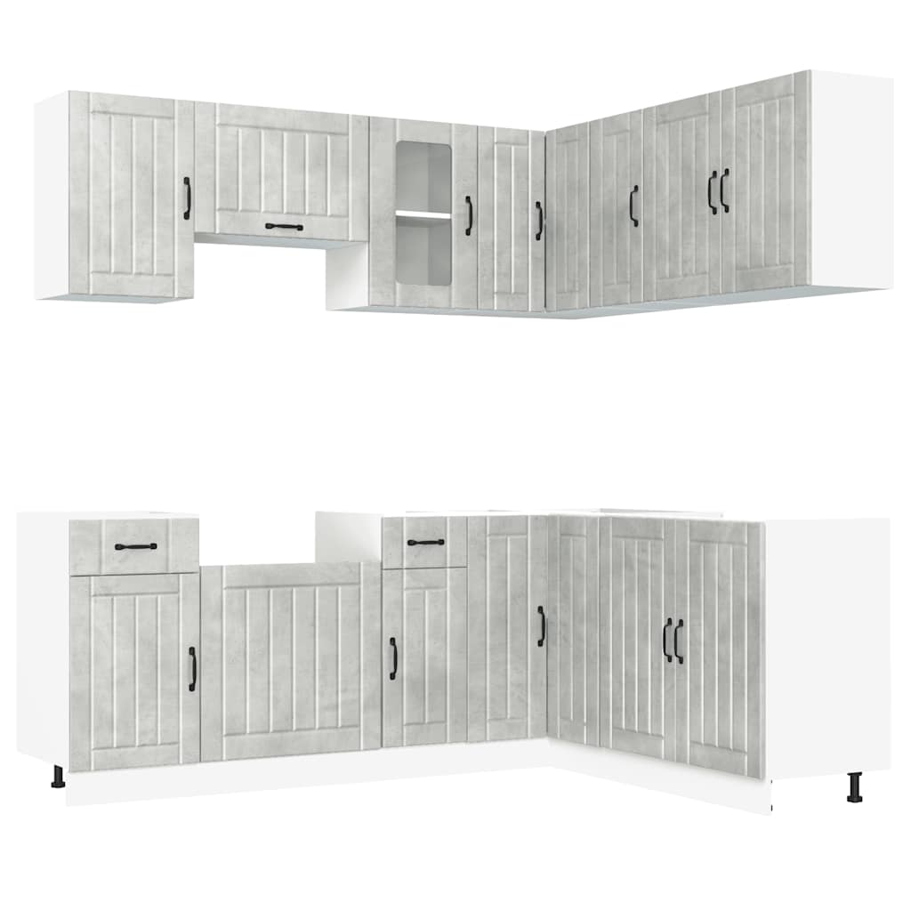 Set Mobili da Cucina 11 pz Kalmar Grigio Cemento in Truciolato