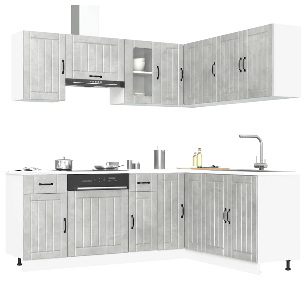 Set Mobili da Cucina 11 pz Kalmar Grigio Cemento in Truciolato