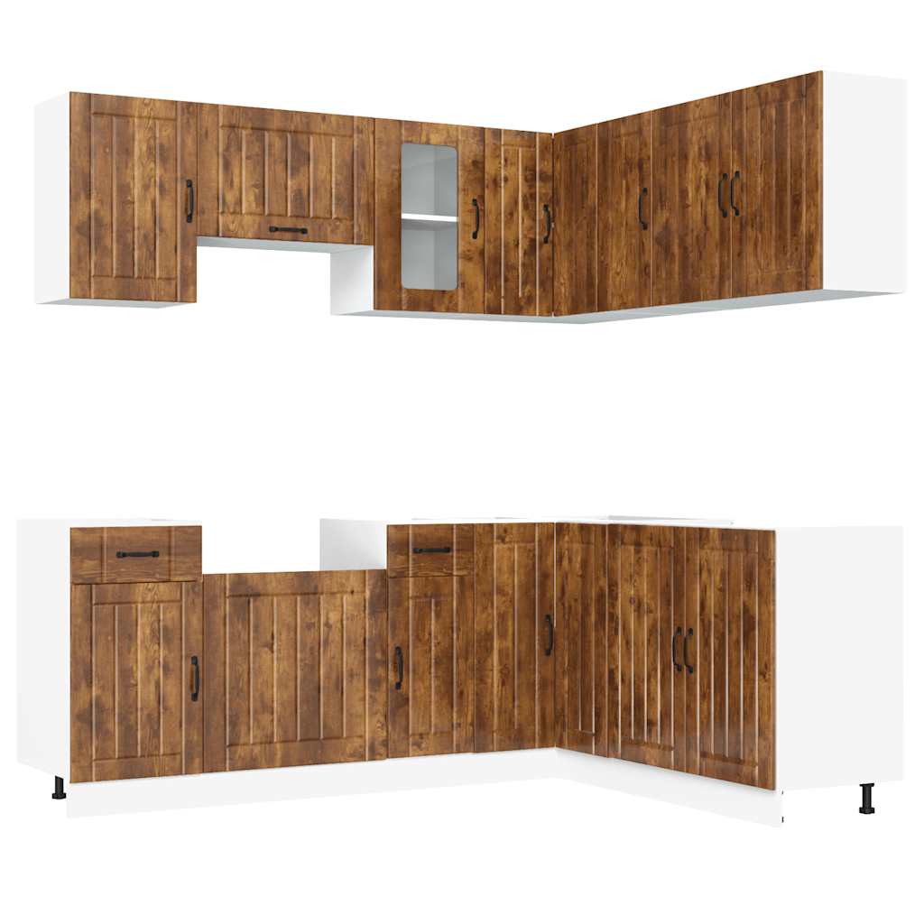 Set Mobili da Cucina 11 pz Kalmar Rovere Fumo Legno Multistrato