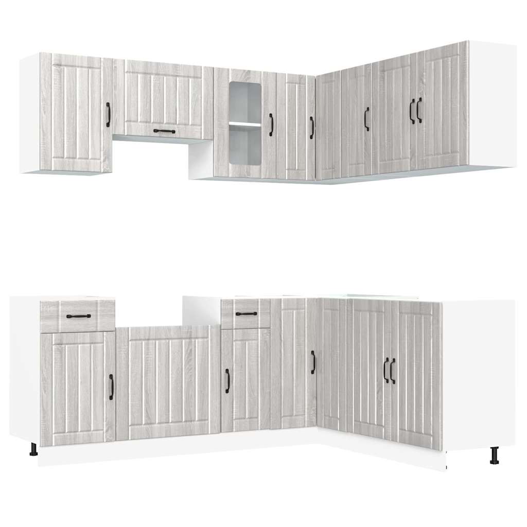 Set Mobili da Cucina 11 pz Kalmar Grigio Sonoma in Truciolato