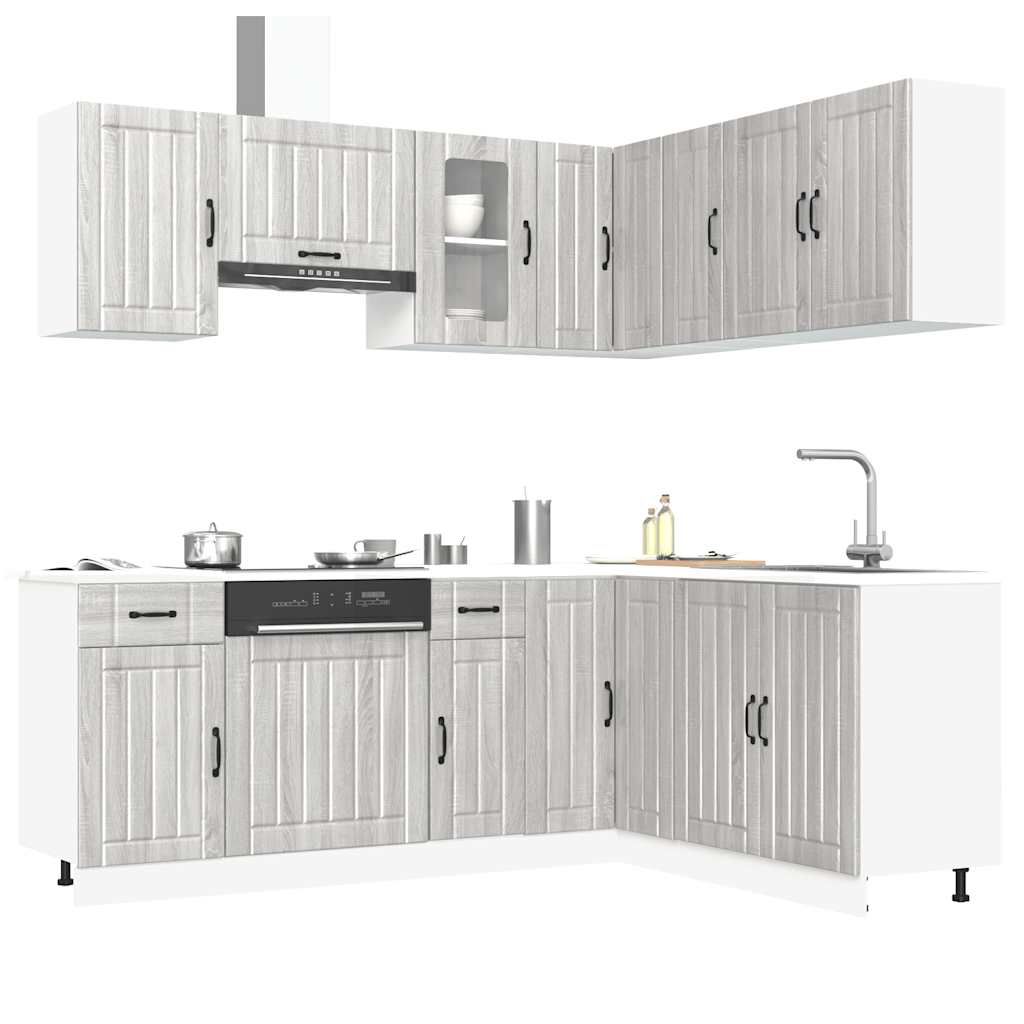 Set Mobili da Cucina 11 pz Kalmar Grigio Sonoma in Truciolato