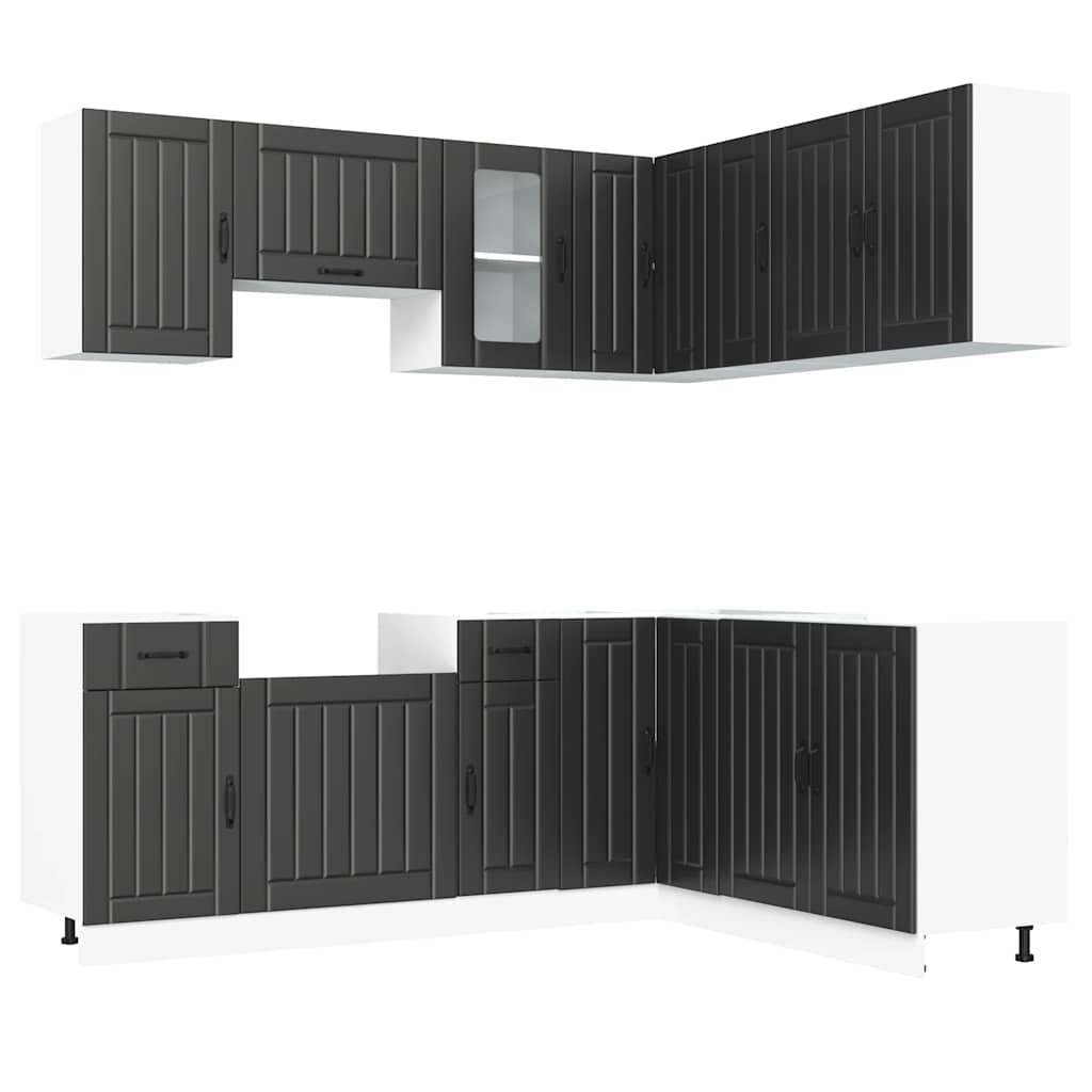 Set Mobili da Cucina 11 pz Lucca Neri Legno Multistrato