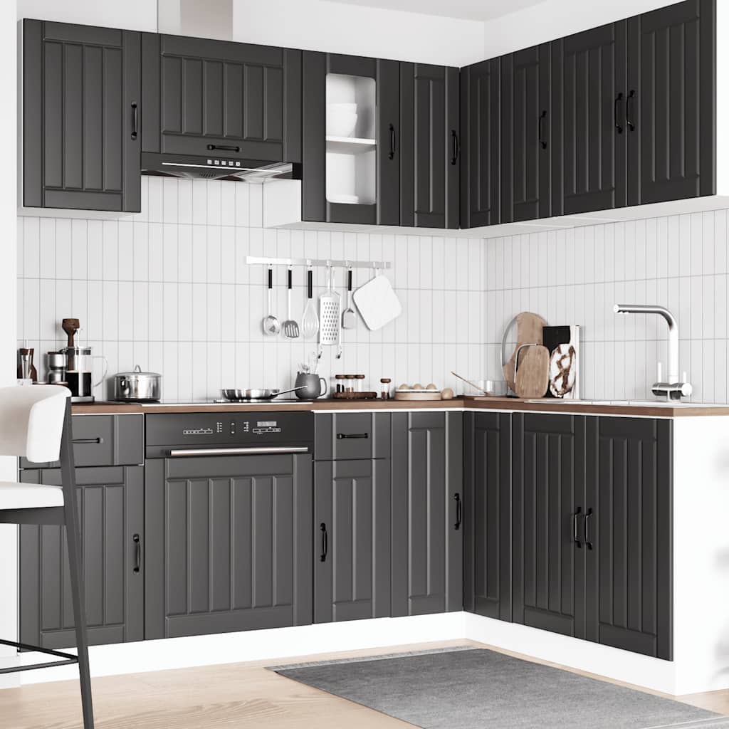 Set Mobili da Cucina 11 pz Lucca Neri Legno Multistrato