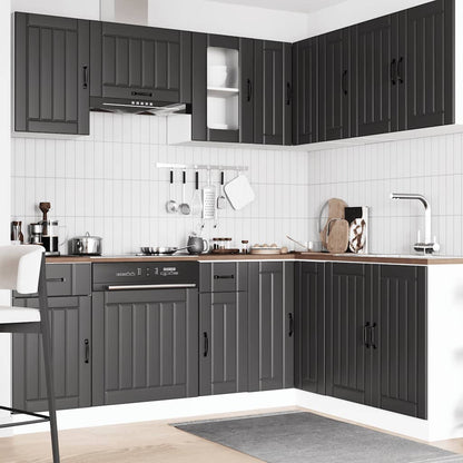 Set Mobili da Cucina 11 pz Lucca Neri Legno Multistrato
