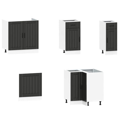 Set Mobili da Cucina 11 pz Lucca Neri Legno Multistrato