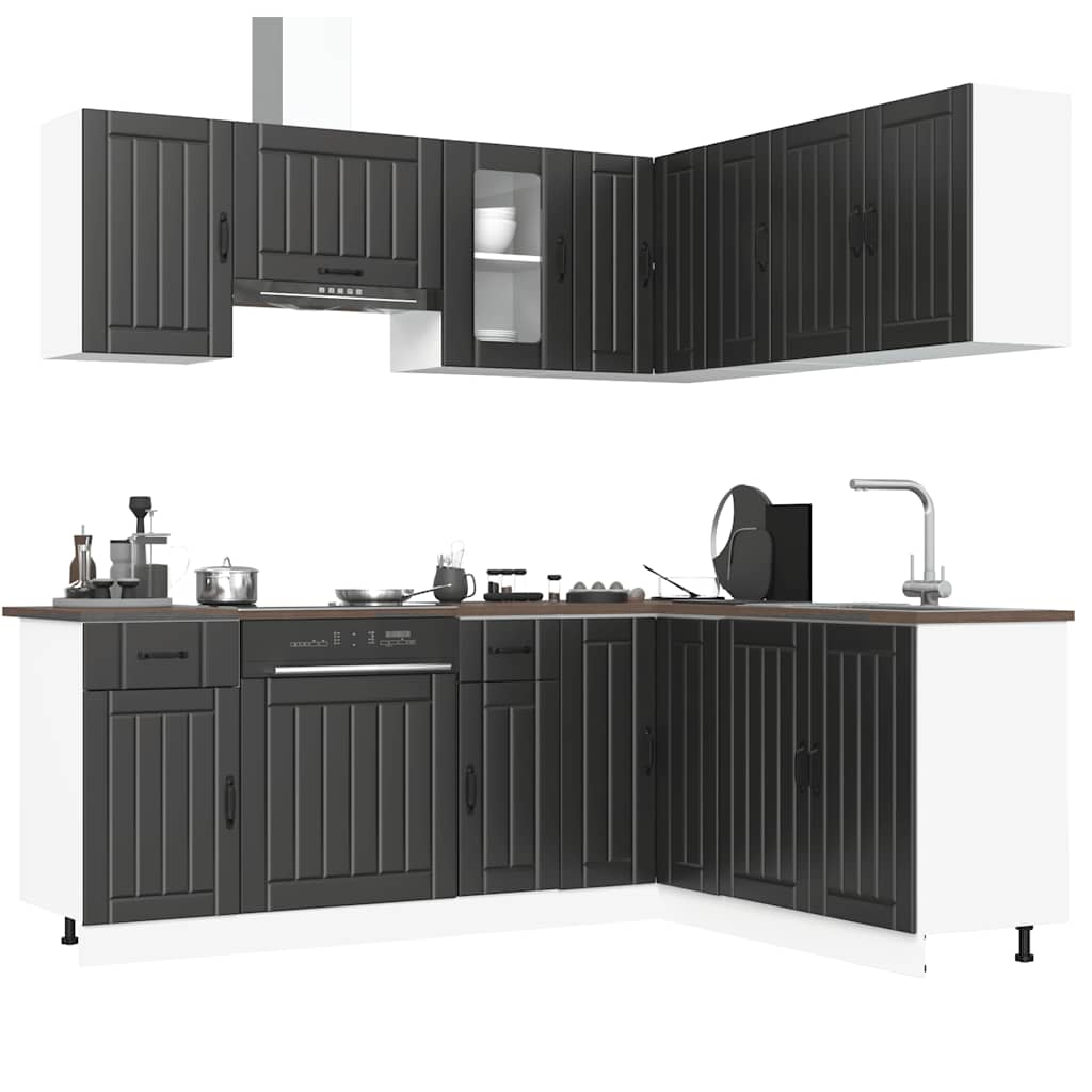 Set Mobili da Cucina 11 pz Lucca Neri Legno Multistrato