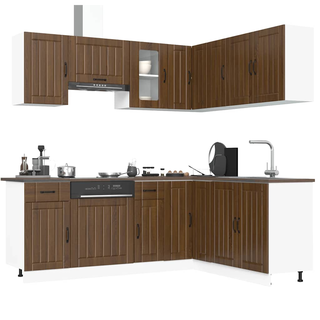 Set Mobili da Cucina 11 pz Lucca Rovere Marrone in Truciolato
