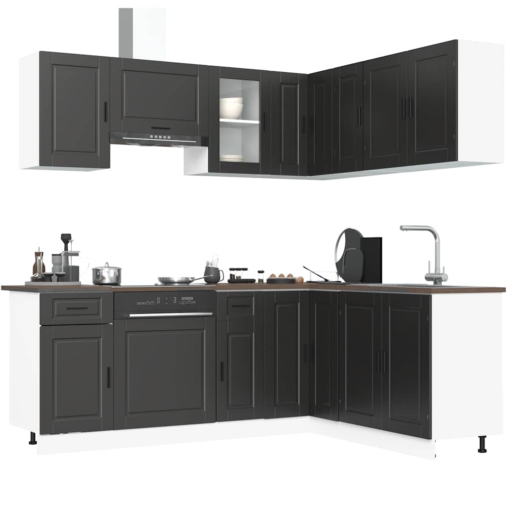 Set Mobili da Cucina 11 pz Porto Neri Legno Multistrato