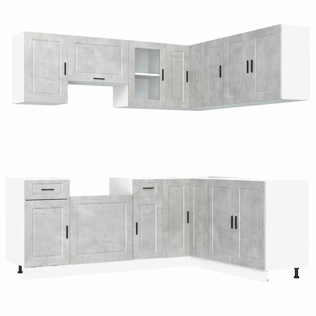 Set Mobili da Cucina 11 pz Porto Grigio Cemento in Truciolato