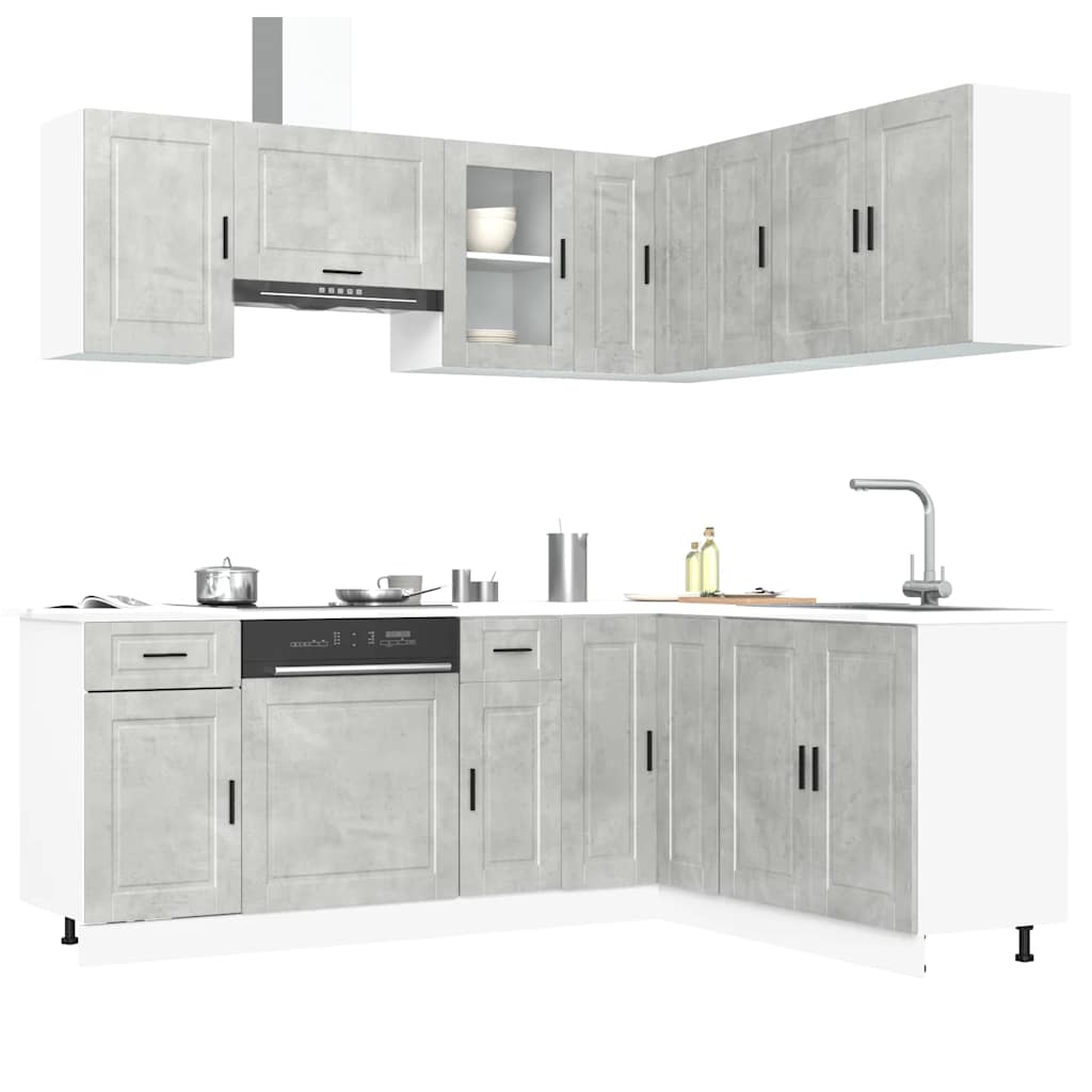 Set Mobili da Cucina 11 pz Porto Grigio Cemento in Truciolato