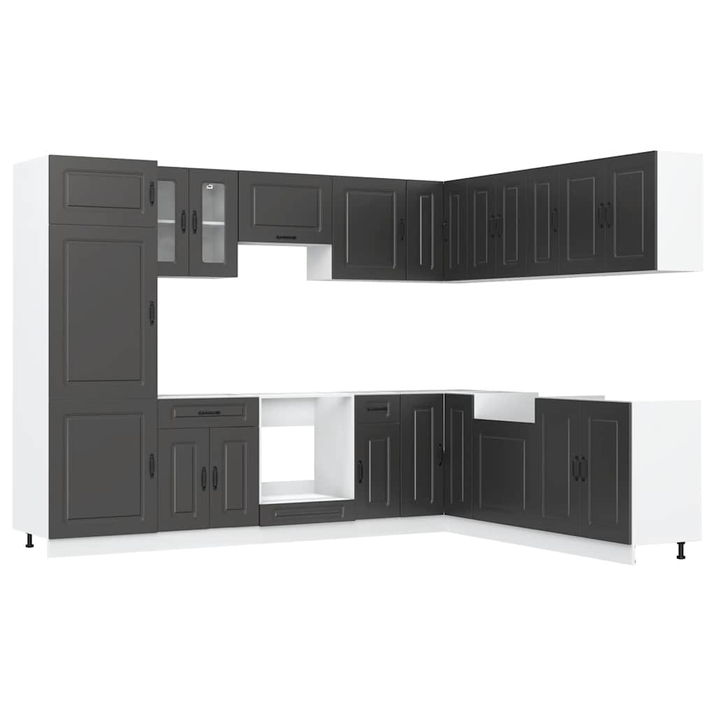 Set Mobili da Cucina 14 pz Kalmar Neri Legno Multistrato