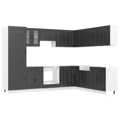 Set Mobili da Cucina 14 pz Kalmar Neri Legno Multistrato