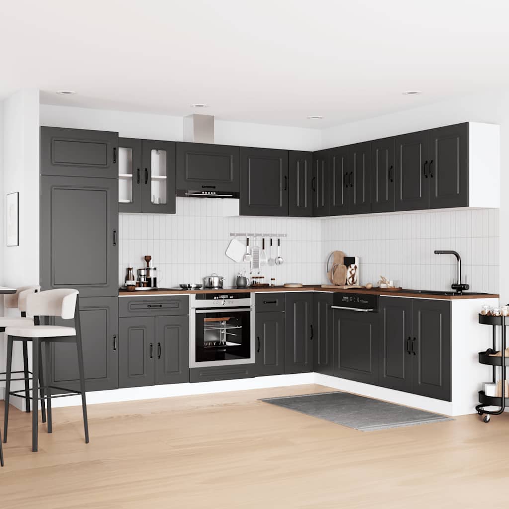 Set Mobili da Cucina 14 pz Kalmar Neri Legno Multistrato