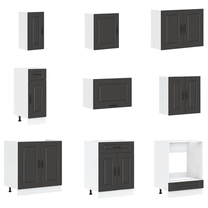 Set Mobili da Cucina 14 pz Kalmar Neri Legno Multistrato