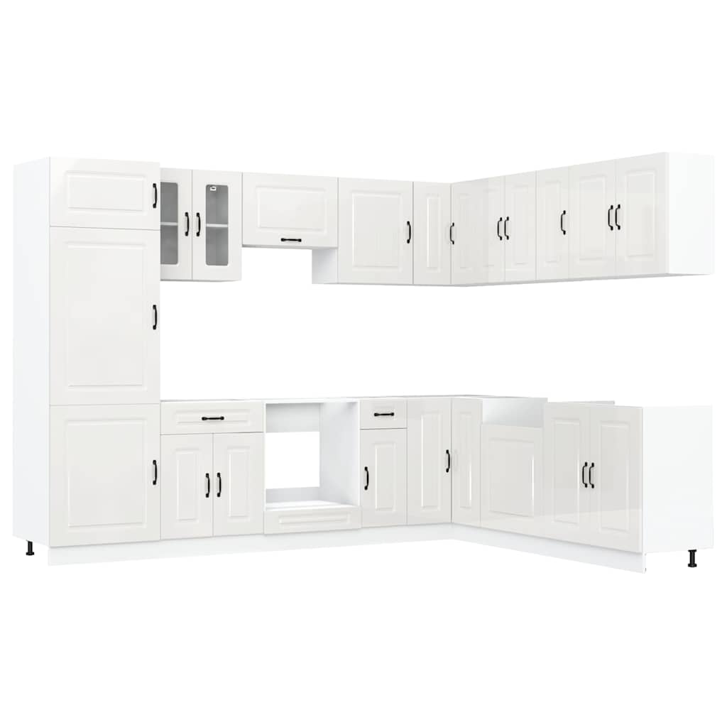 Set Mobili da Cucina 14 pz Kalmar Bianchi Lucido in Truciolato