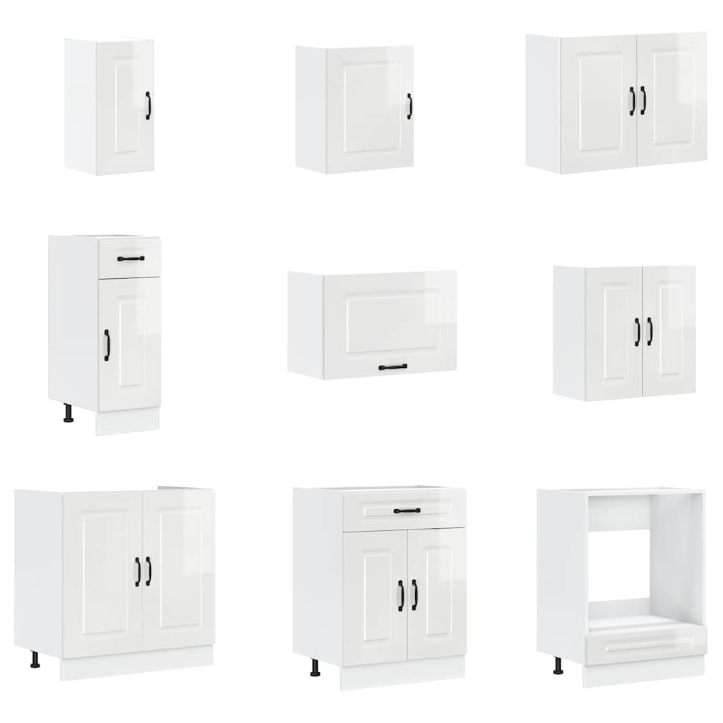 Set Mobili da Cucina 14 pz Kalmar Bianchi Lucido in Truciolato