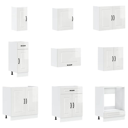 Set Mobili da Cucina 14 pz Kalmar Bianchi Lucido in Truciolato