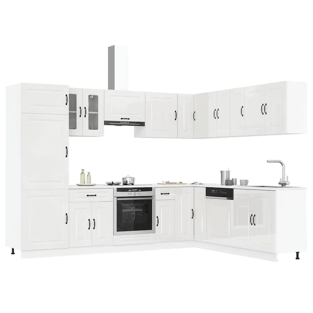 Set Mobili da Cucina 14 pz Kalmar Bianchi Lucido in Truciolato