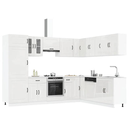 Set Mobili da Cucina 14 pz Kalmar Bianchi Lucido in Truciolato