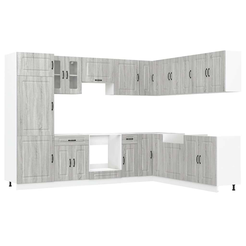 Set Mobili da Cucina 14 pz Kalmar Grigio Sonoma in Truciolato