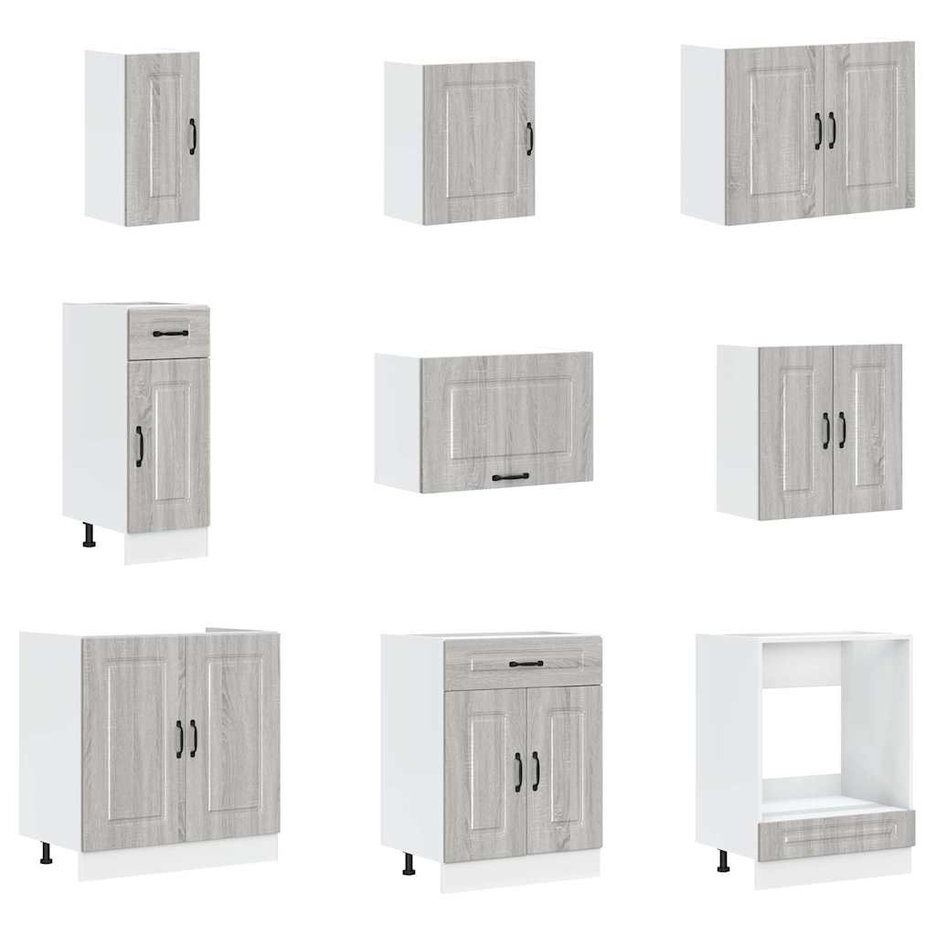 Set Mobili da Cucina 14 pz Kalmar Grigio Sonoma in Truciolato