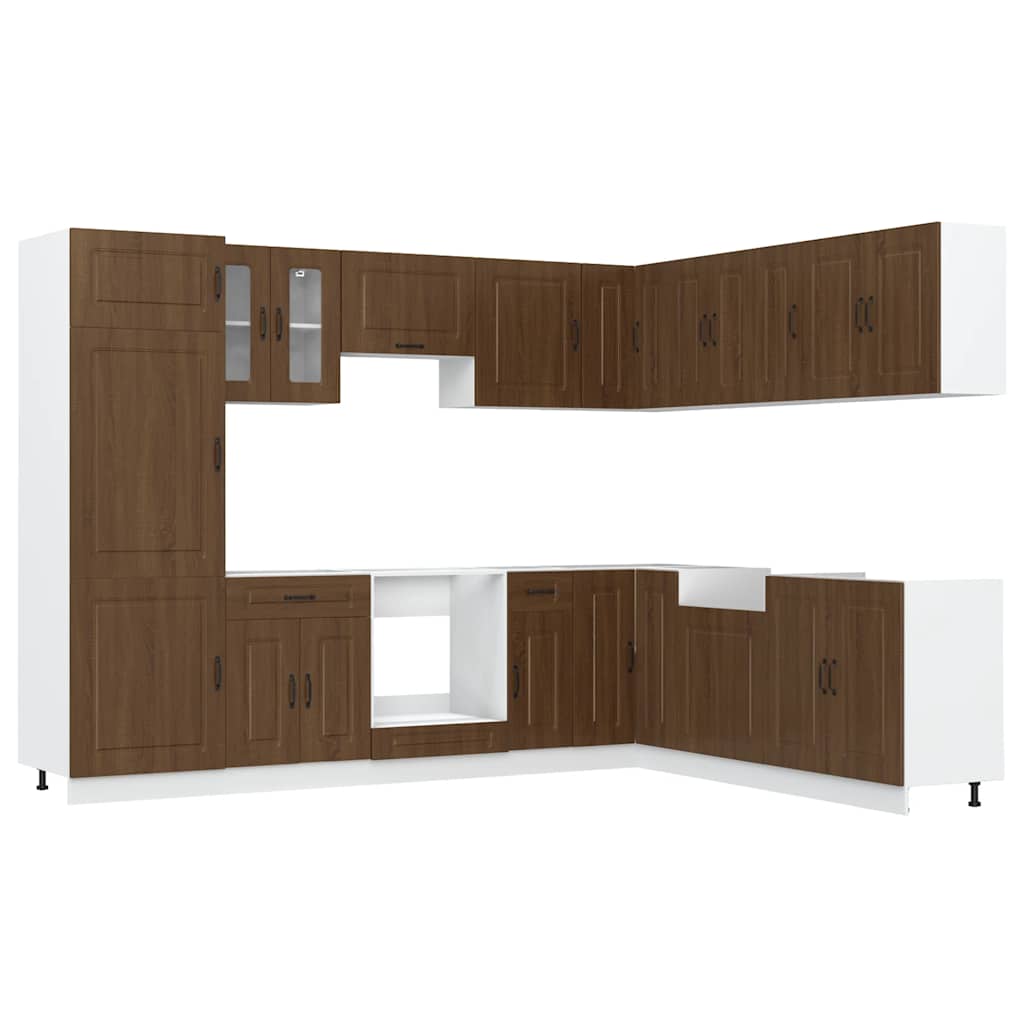Set Mobili da Cucina 14 pz Kalmar Rovere Marrone in Truciolato