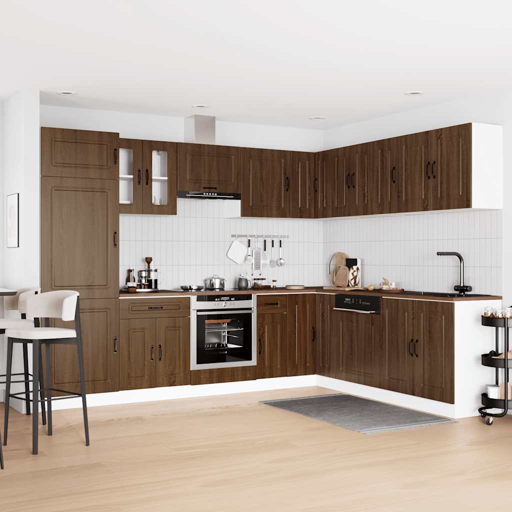 Set Mobili da Cucina 14 pz Kalmar Rovere Marrone in Truciolato