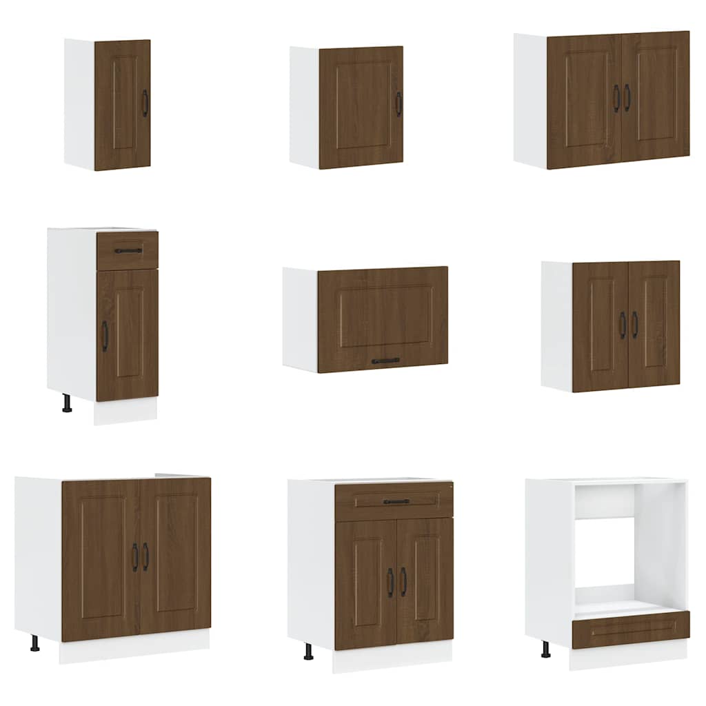 Set Mobili da Cucina 14 pz Kalmar Rovere Marrone in Truciolato
